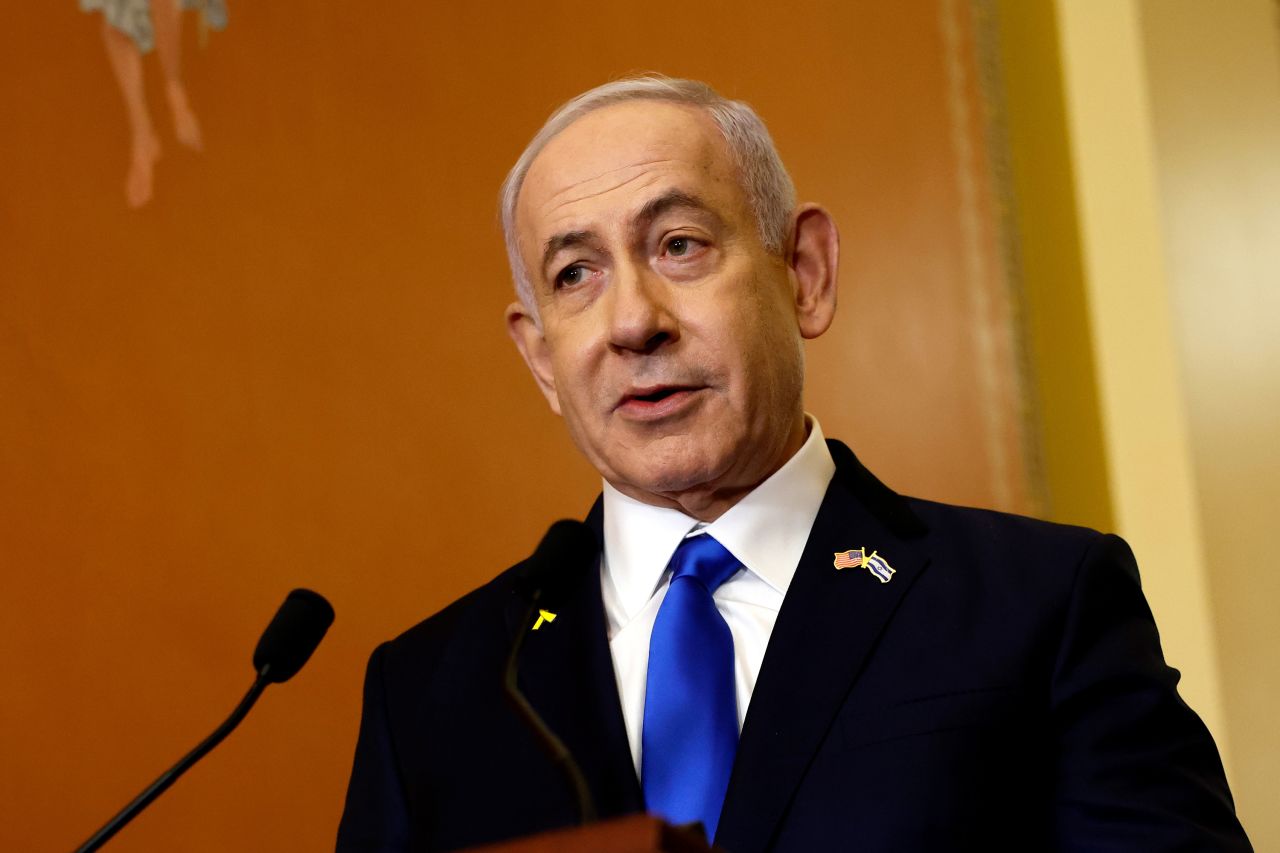 Israeli Prime Minister Benjamin Netanyahu speaks to reporters on July 24, in Washington, DC.