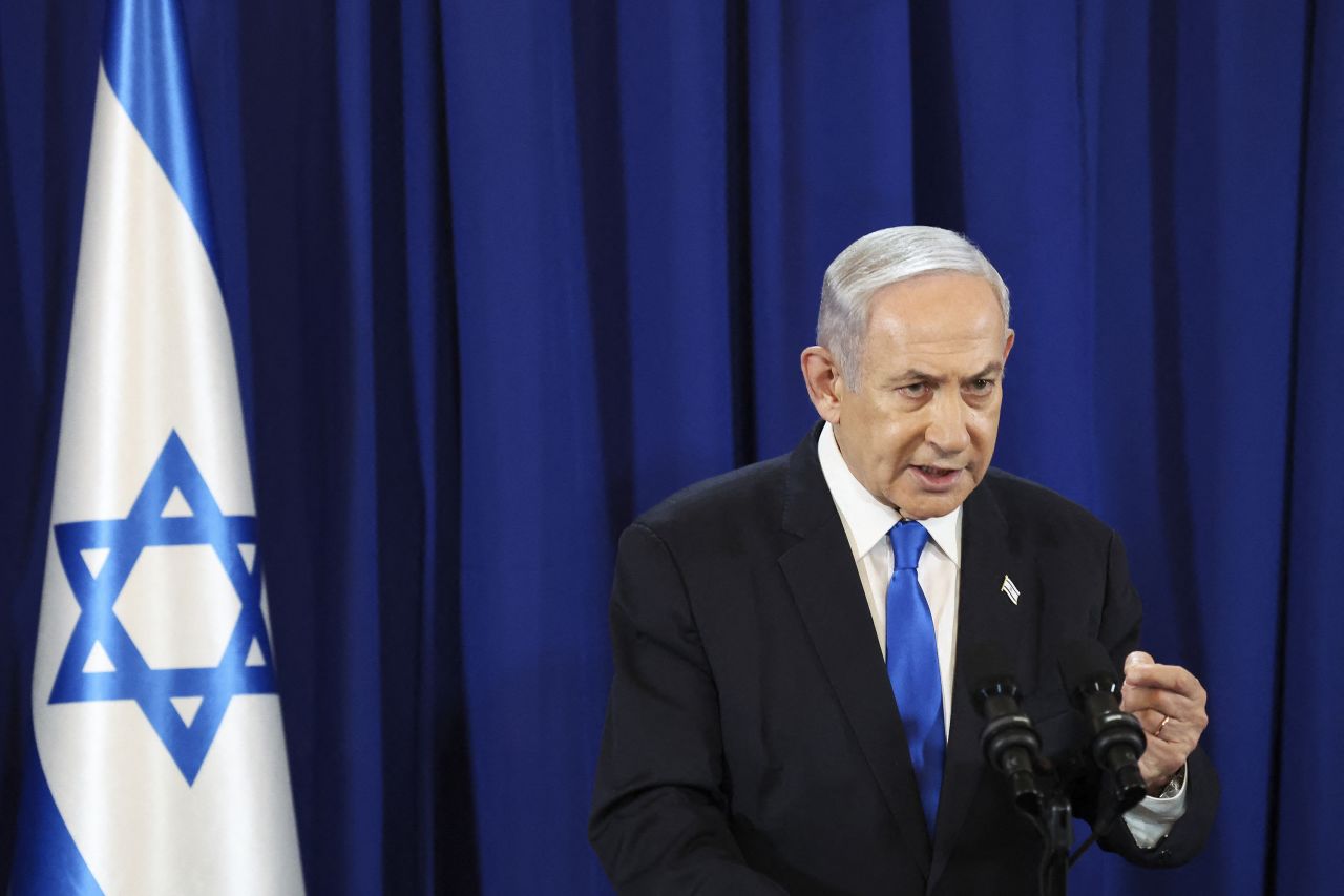 Israeli Prime Minister Benjamin Netanyahu speaks during a press conference in Tel Aviv, Israel, on July 13.