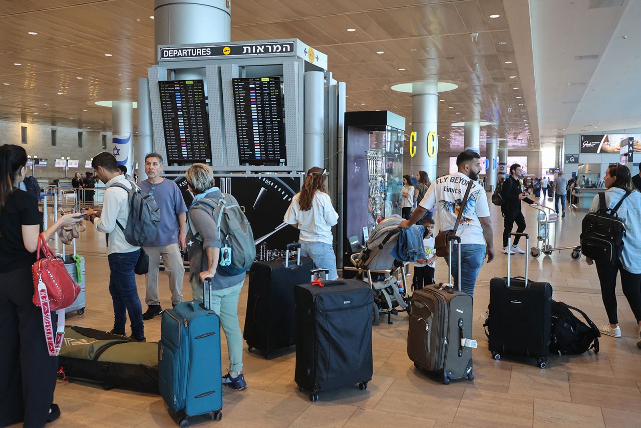 Passengers wait for flights at the Ben Gurion Airport in Tel Aviv during a nationwide strike on September 2.