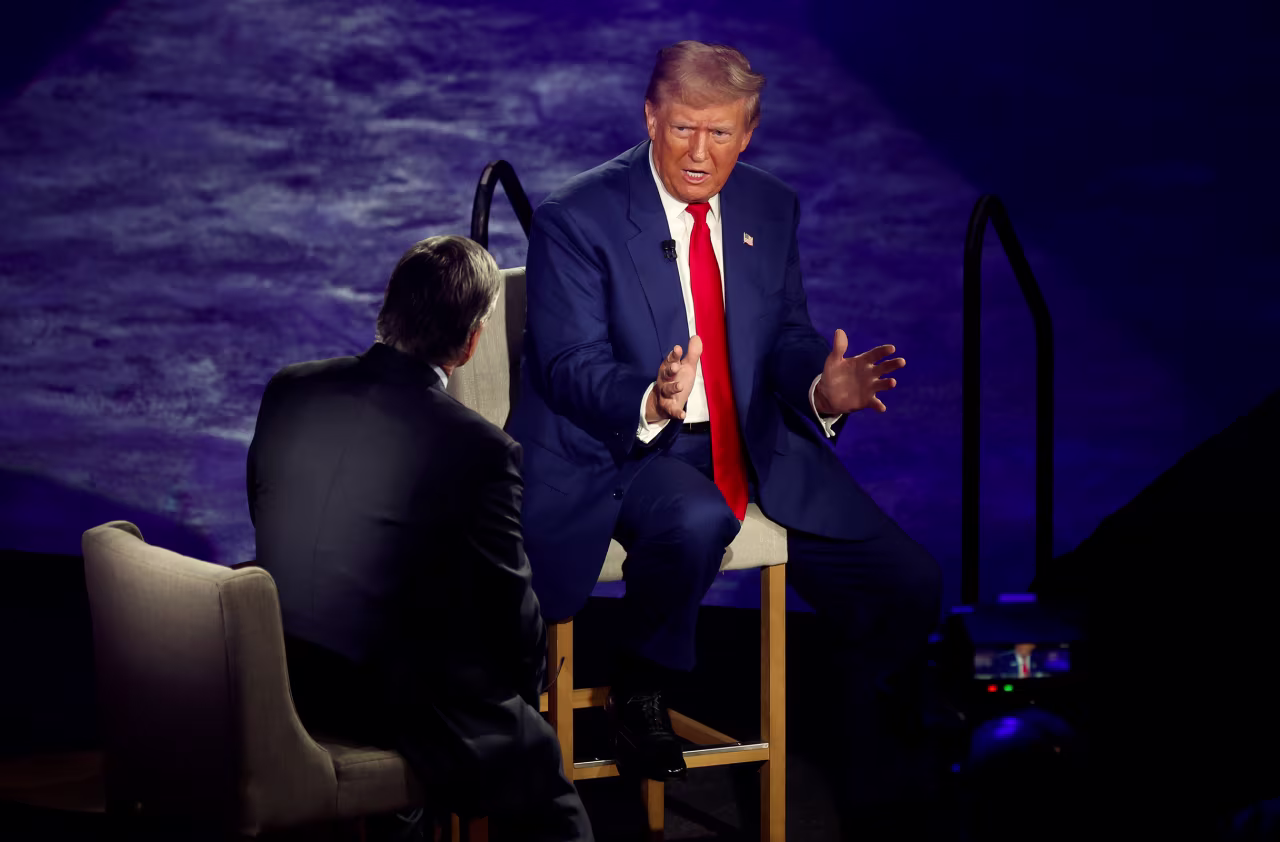 Republican presidential nominee, former President Donald Trump participates in a Fox News Town Hall with Sean Hannity at the New Holland Arena  in Harrisburg, Pennsylvania on September 4.