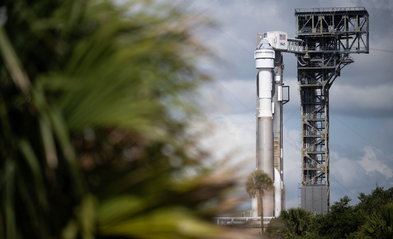 Boeing’s Starliner spacecraft is pictured here in May 2024 on the launchpad at Cape Canaveral Space Force Station in Florida.