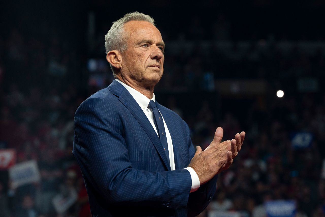 Former Republican presidential candidate Robert F. Kennedy Jr. listens during a campaign rally for former President Donald Trump at Desert Diamond Arena on August 23 in Glendale, Arizona.