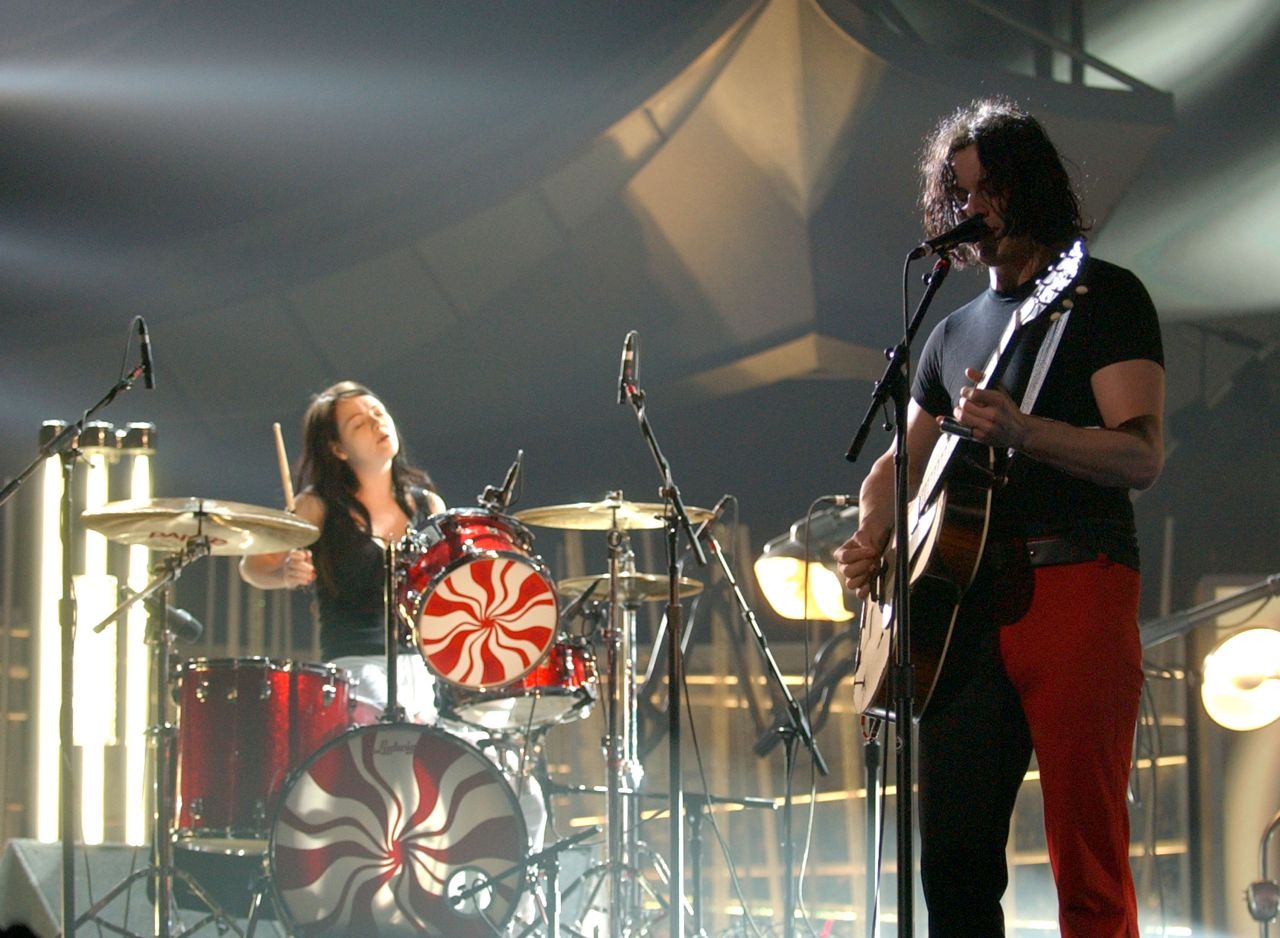 The White Stripes during a rehearsal for the Grammy Awards in Los Angeles, California, in 2004.