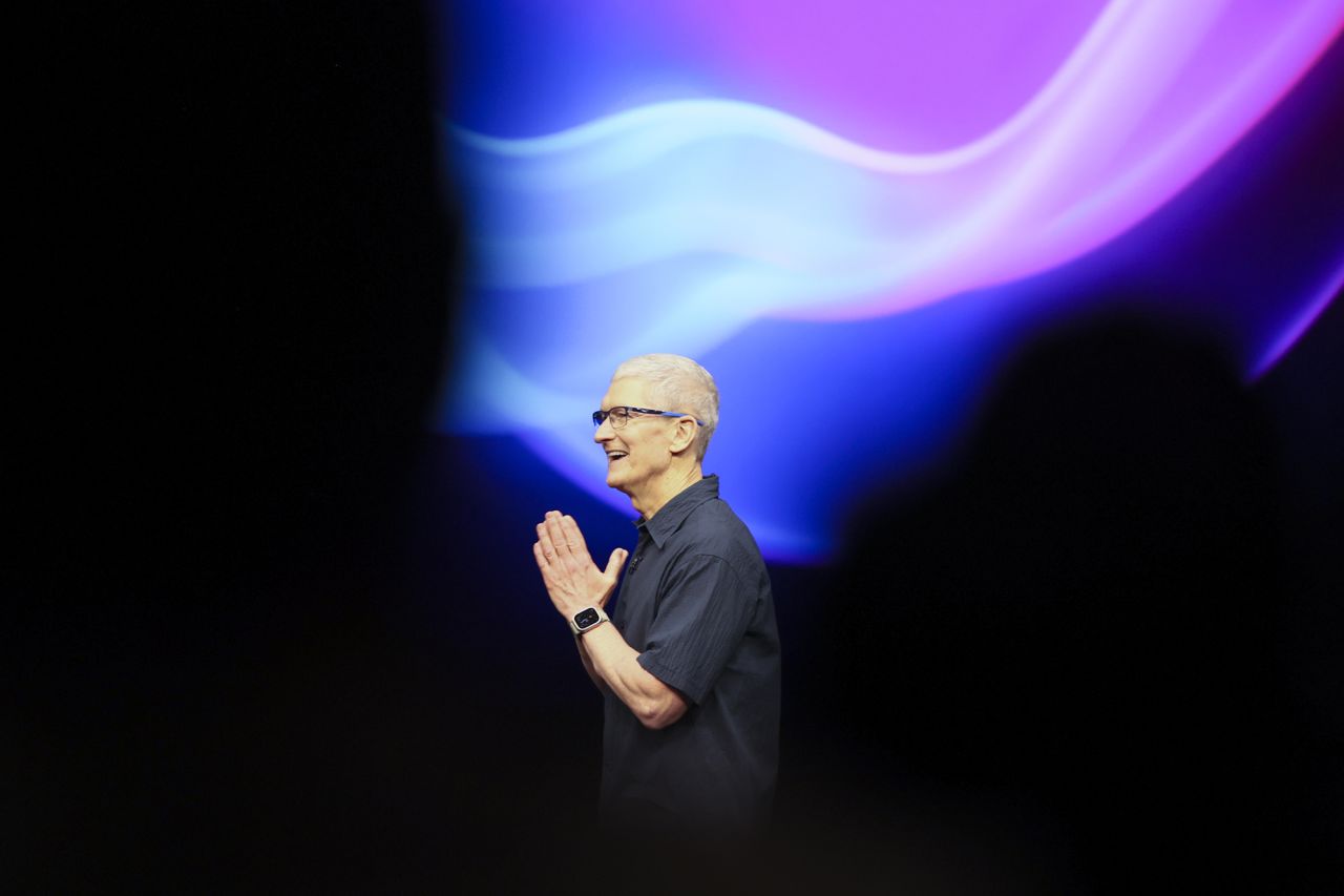 Apple CEO Tim Cook walks on the stage during an announcement of new products at Apple headquarters Monday, Sept. 9, in Cupertino, California. 