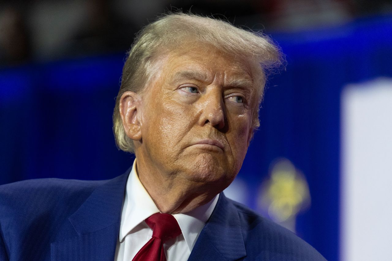 Former President Donald Trump participates in a town hall campaign event in La Crosse, Wisconsin, on August 29.