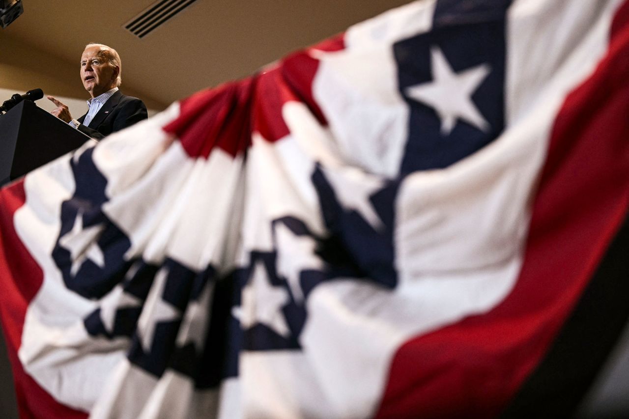 President Joe Biden speaks during a campaign rally for Vice President Kamala Harris at the International Brotherhood of Electrical Workers (IBEW) Local 5 in Pittsburgh on September 2.