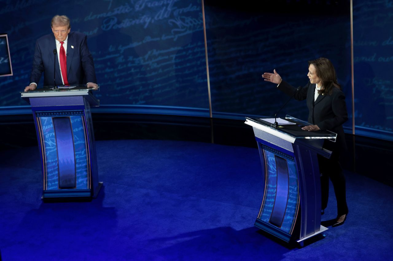 Donald Trump and Kamala Harris debate for the first time at The National Constitution Center in Philadelphia on September 10.