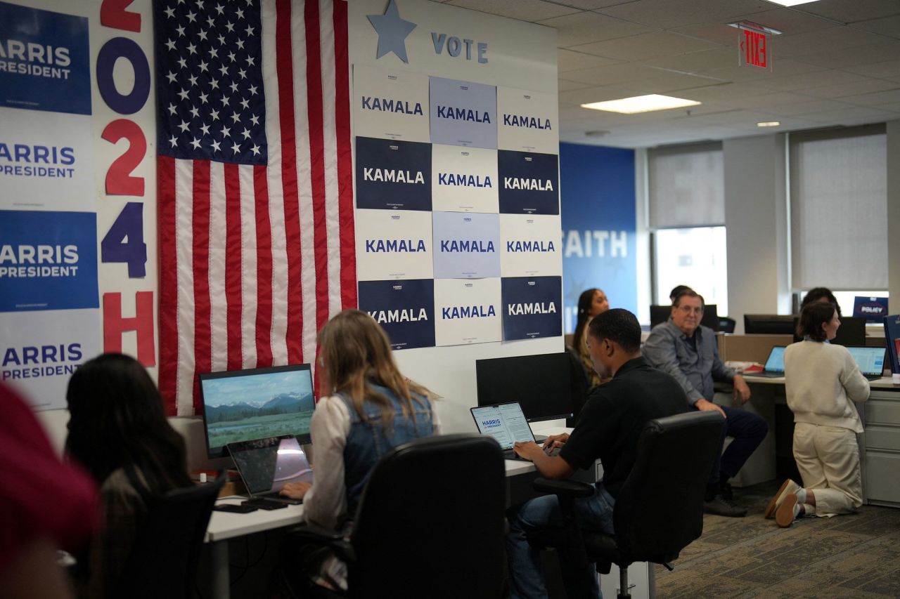 Vice President Kamala Harris' campaign headquarters in Wilmington, Delaware, on July 22. 