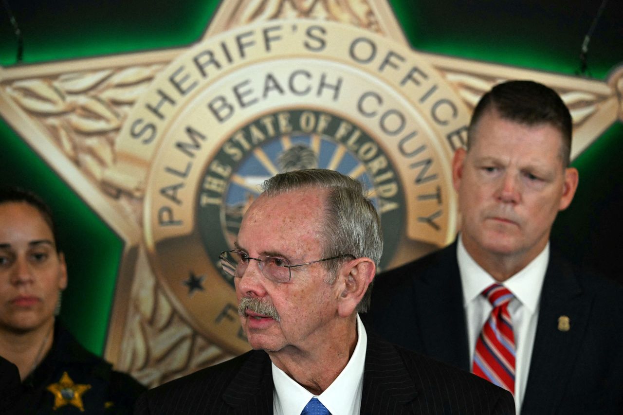 Palm Beach County Sheriff Ric Bradshaw speaks during a news conference about the attempted assassination attempt on former US President and Republican presidential candidate Donald Trump, at the Palm Beach County Sheriff's Office on September 16 in West Palm Beach, Florida. 