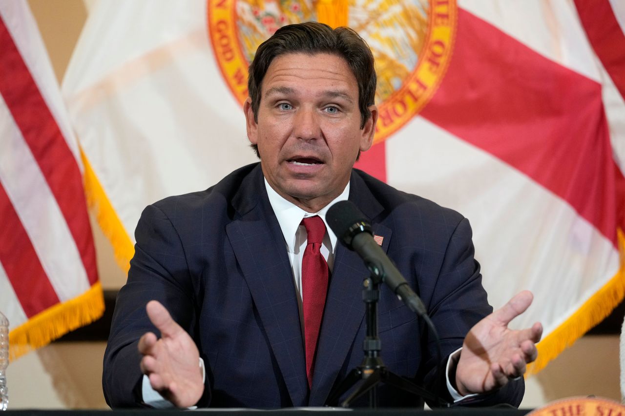 In this September 9 photo, Florida Gov. Ron DeSantis speaks during a roundtable in Miami Lakes, Florida.