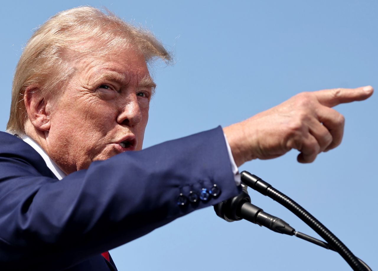 Donald Trump speaks during a press conference at Trump National Golf Club Los Angeles in Rancho Palos Verdes, California, on September 13.