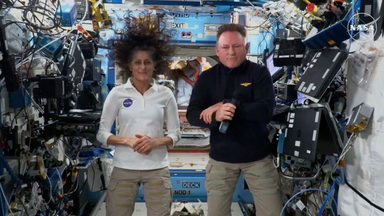 In this screengrab from video, astronauts Suni Williams and Butch Wilmore attend a NASA press conference about Boeing Starliner on September 13, 2024.