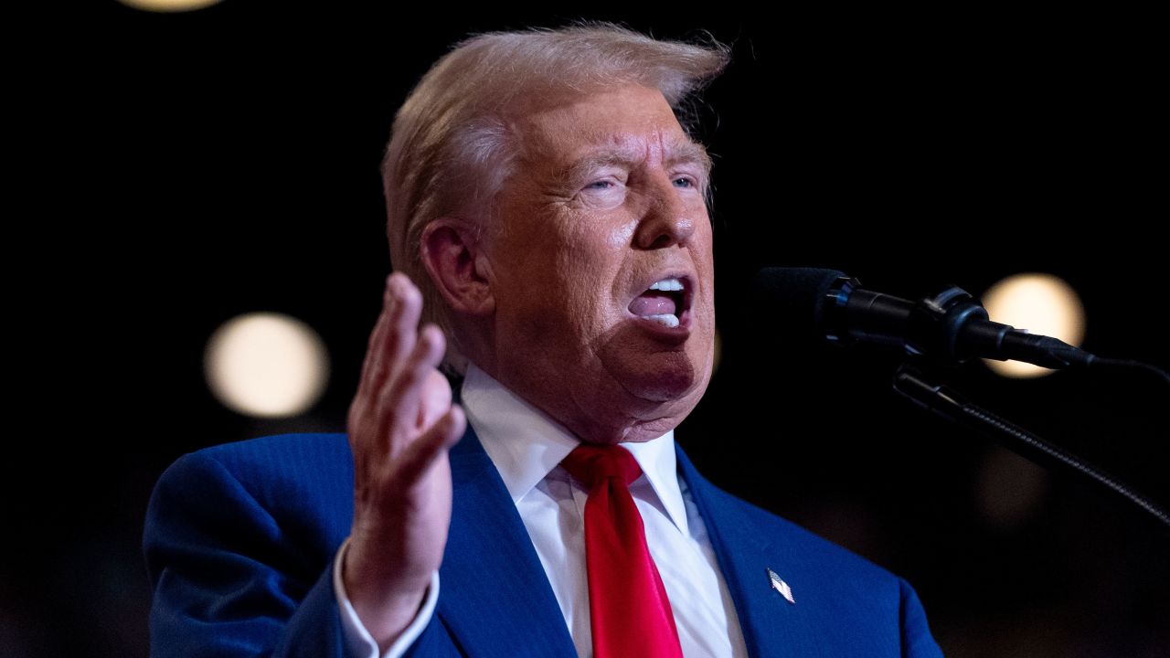 Former President Donald Trump speaks at a campaign event in Uniondale, New York, on Wednesday. 