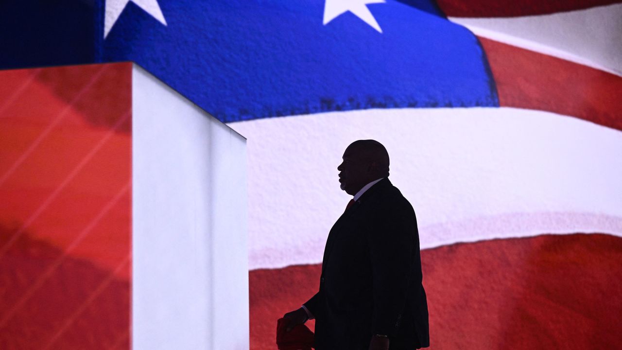 North Carolina Lt. Gov. Mark Robinson arrives to speak during the first day of the 2024 Republican National Convention at the Fiserv Forum in Milwaukee, Wisconsin, on July 15. 