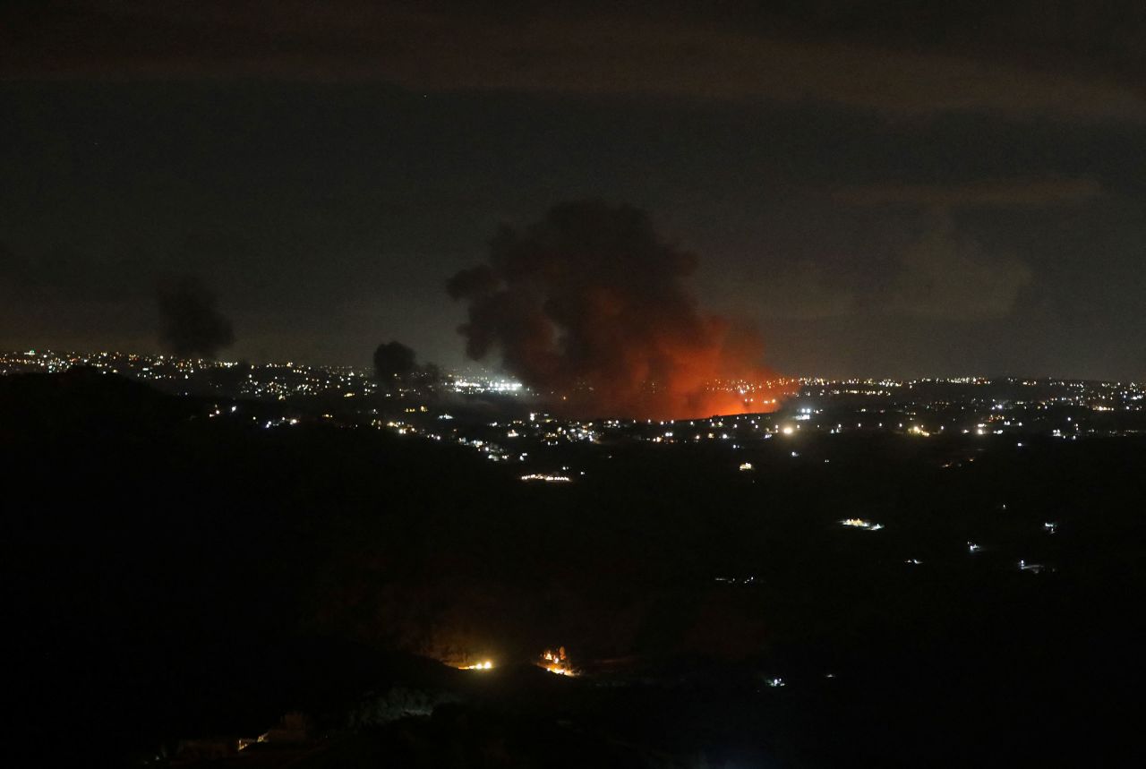 Smoke billows over southern Lebanon following Israeli strikes, as pictured from Marjayoun, near the border with Israel, on September 21. 