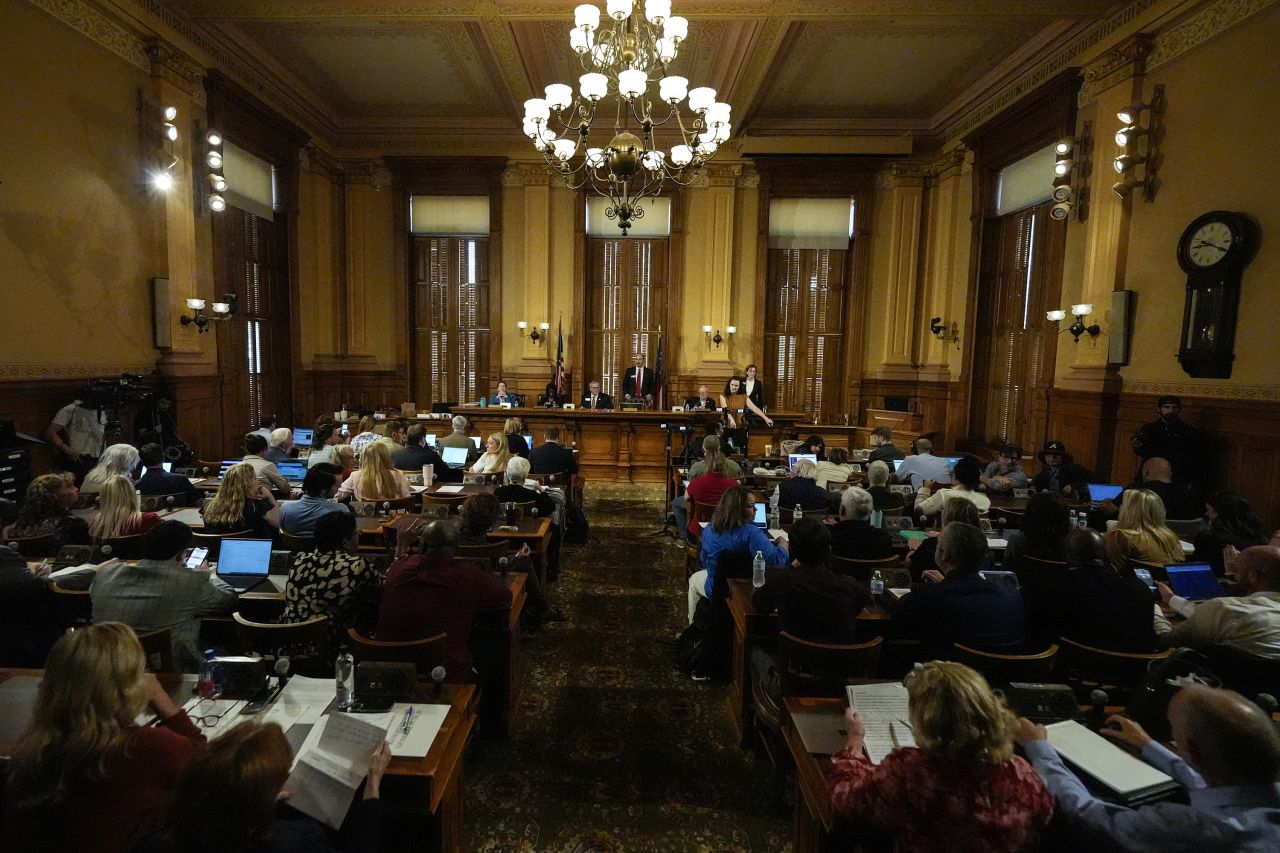 Georgia's State Election Board members discuss proposals for election rule changes at the state Capitol in Atlanta on September 20.