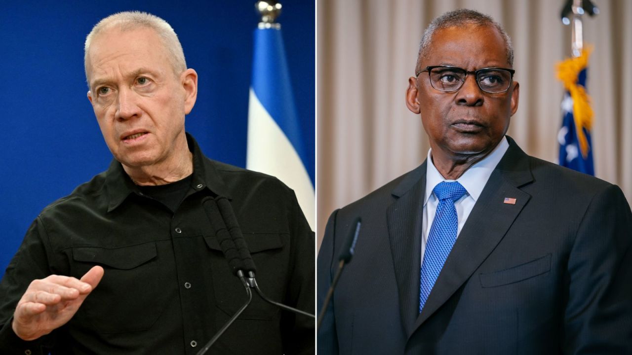 Israel's Defense Minister Yoav Gallant, left, and US Defense Secretary Lloyd Austin. 