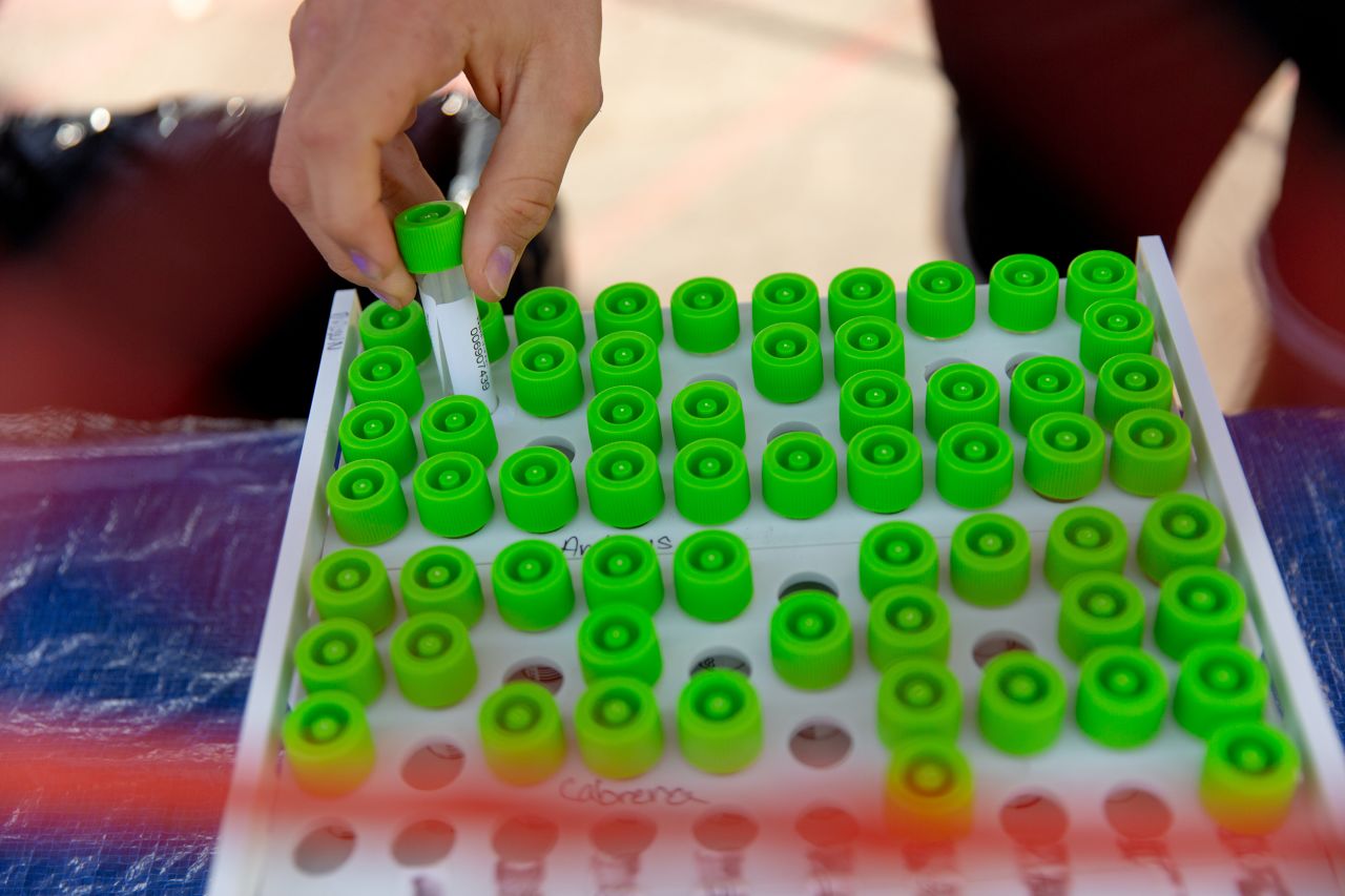 Test tubes hold Covid-19 tests in Los Angeles, California, on December 6. 