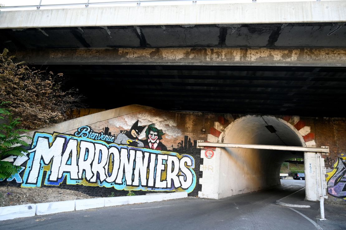 The entrance of Les Marroniniers neighborhood in Marseille, southern France.