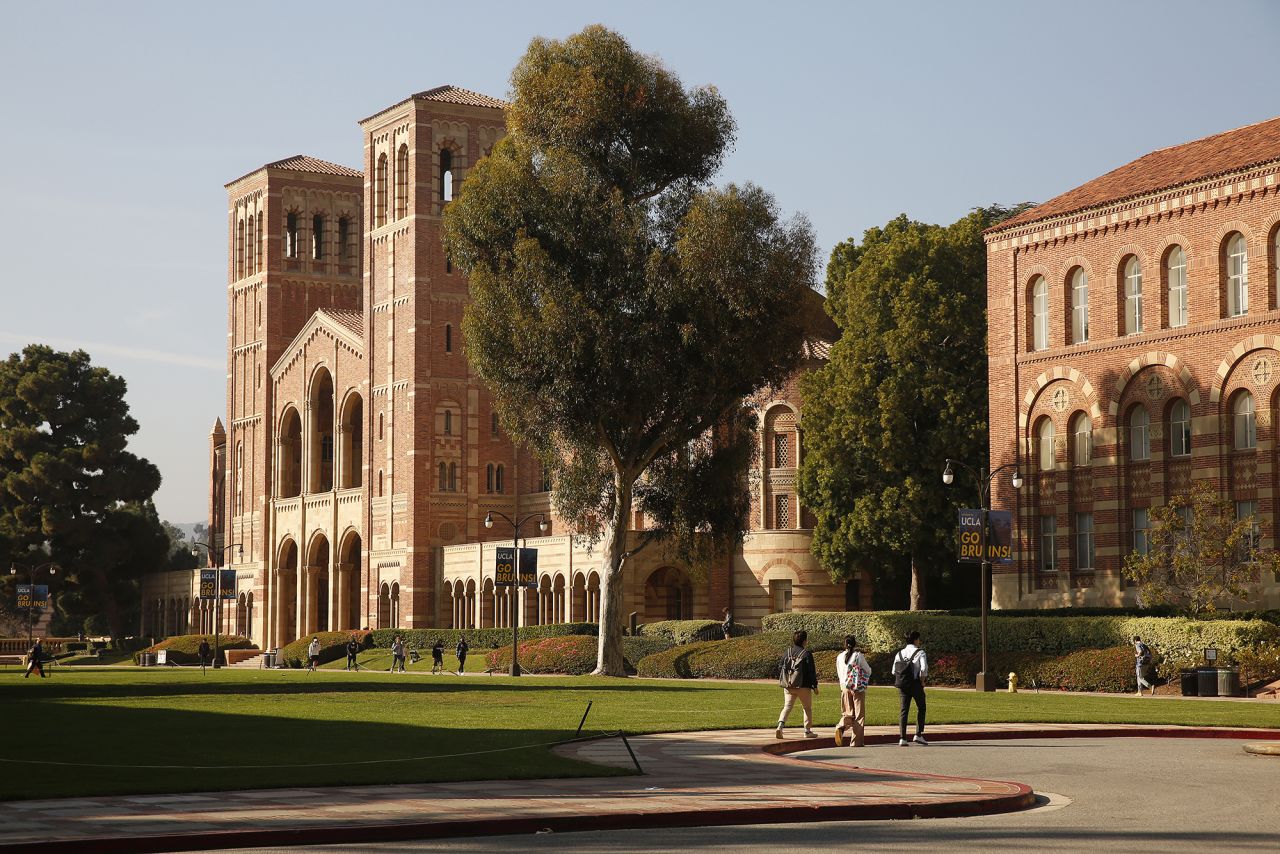 Royce Hall on the campus of the University of California, Los Angeles (UCLA) as UCLA lecturers and students celebrate after a strike was averted Wednesday morning. Lecturers across the UC system were planning to strike Wednesday and Thursday over unfair labor practices. UCLA on Wednesday, Nov. 17, 2021 in Los Angeles, CA.