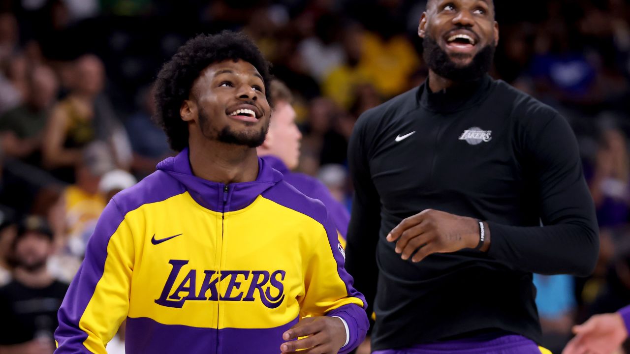 LeBron, Bronny help reveal Lakers' new uniforms