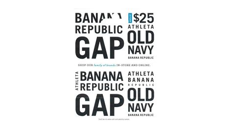 $25 Gap . Multi-Brand Gift Card
