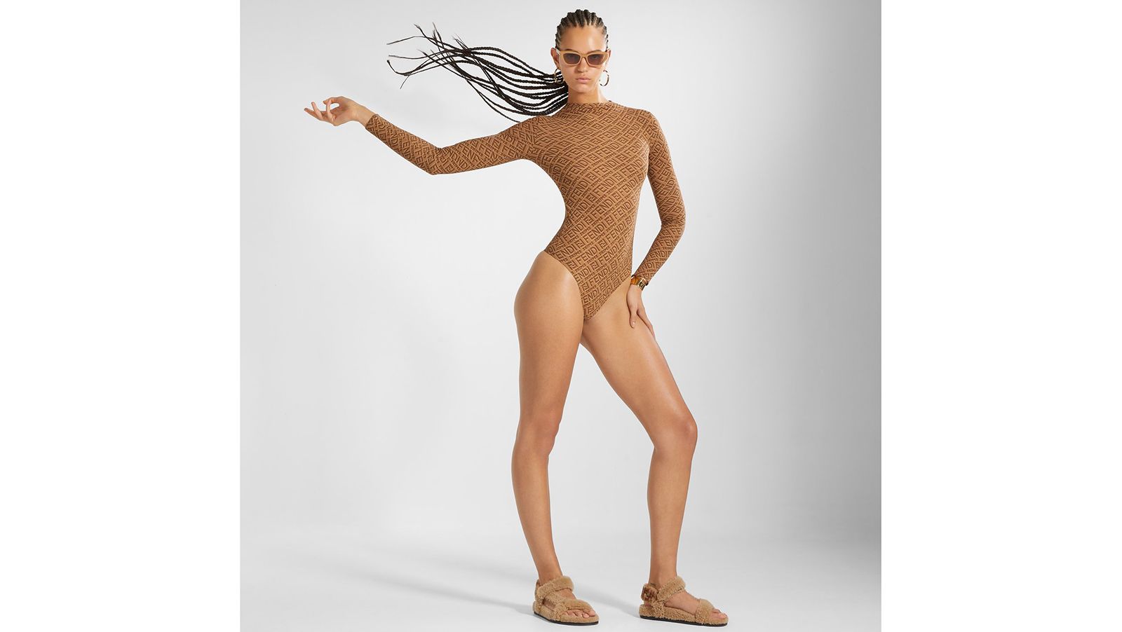 Fendi x Skims Sculpting Mid-Thigh Bodysuit Size S California NEW IN BOX