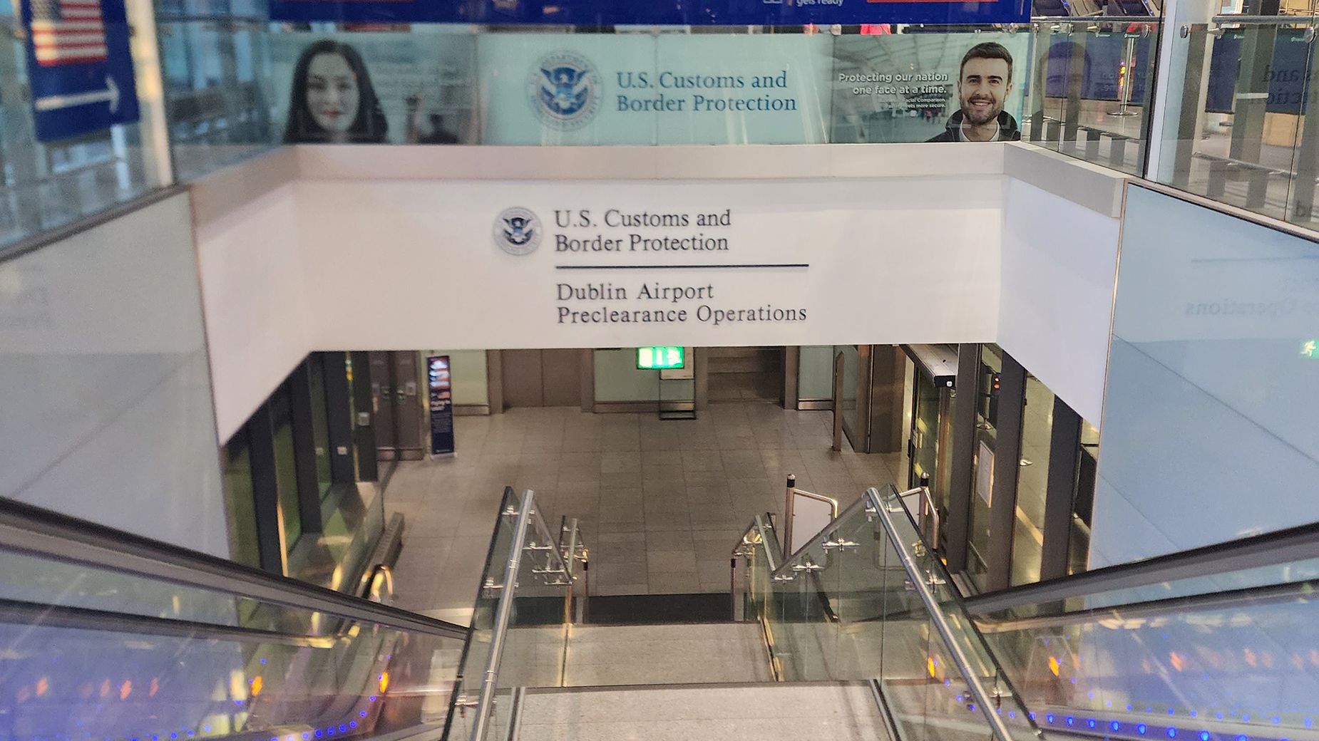 Preclearance allows travelers transiting to the US via select airports the abililty to clear US customs and immigration before they've even boarded the plane. Pictured here: the preclearance facility in Dublin Airport, Ireland.