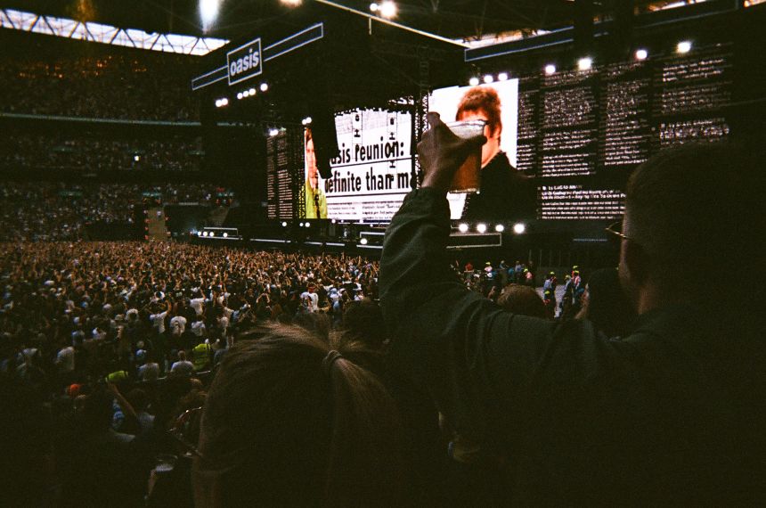 Oasis entered the stadium to a tongue-in-cheek video nodding to the rift – and healing – in the Gallagher brothers' relationship.