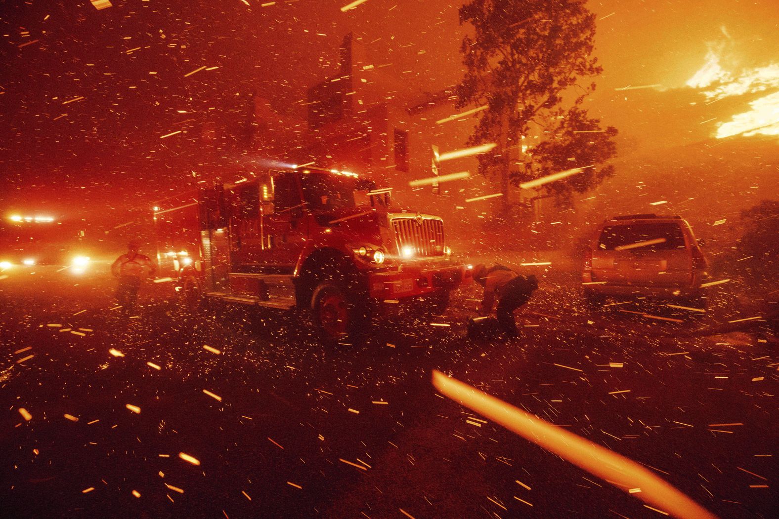 Firefighters battle the Franklin Fire in Malibu on Tuesday.