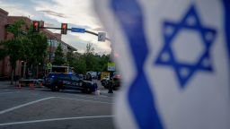 An Israeli flag was displayed in Boulder, Colorado, near the site where demonstrators calling for the release of Israeli hostages held in Gaza were attacked on June 1.