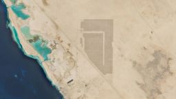 A satellite image of the Al Shuaibah solar plant near Jeddah, Saudi Arabia, on November 8, 2025.