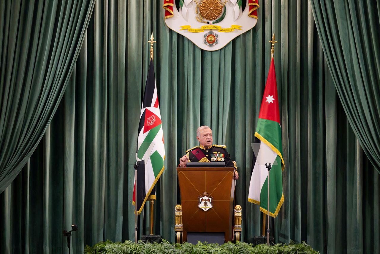 Jordan's?King?Abdullah?II speaks at the opening of a new parliamentary session in Amman,?Jordan, on?October 11.