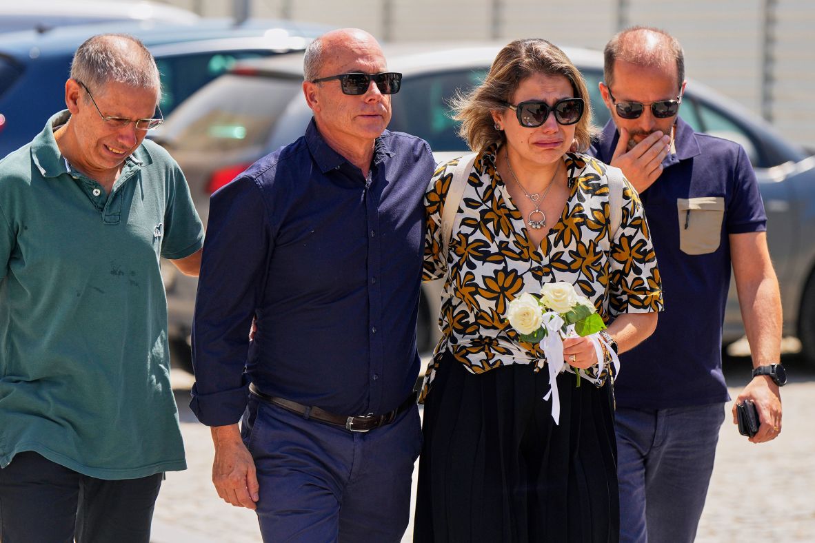 Jota and Silva’s father, Joaquim Silva — seen here second from left — arrives to the wake in Gondomar, Portugal on Friday, July 4.