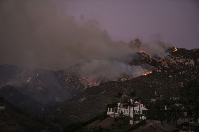 Smoke from the Franklin Fire rises in Malibu on Tuesday.