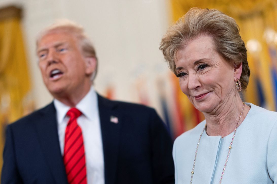 Secretary of Education Linda McMahon with President Donald Trump