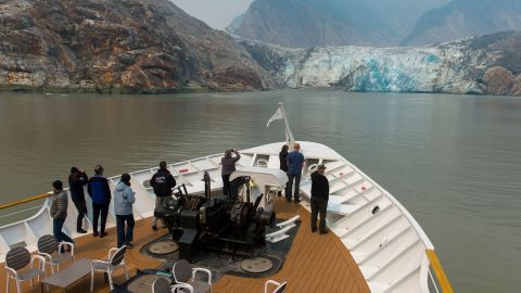 ALASKA, UNITED STATES - 2019/07/08: Cruise ship Safari Endeavour in front of the Sawyer Glacier in Tracy Arm near Juneau, Alaska, United States of America. (Photo by Wolfgang Kaehler/LightRocket via Getty Images)