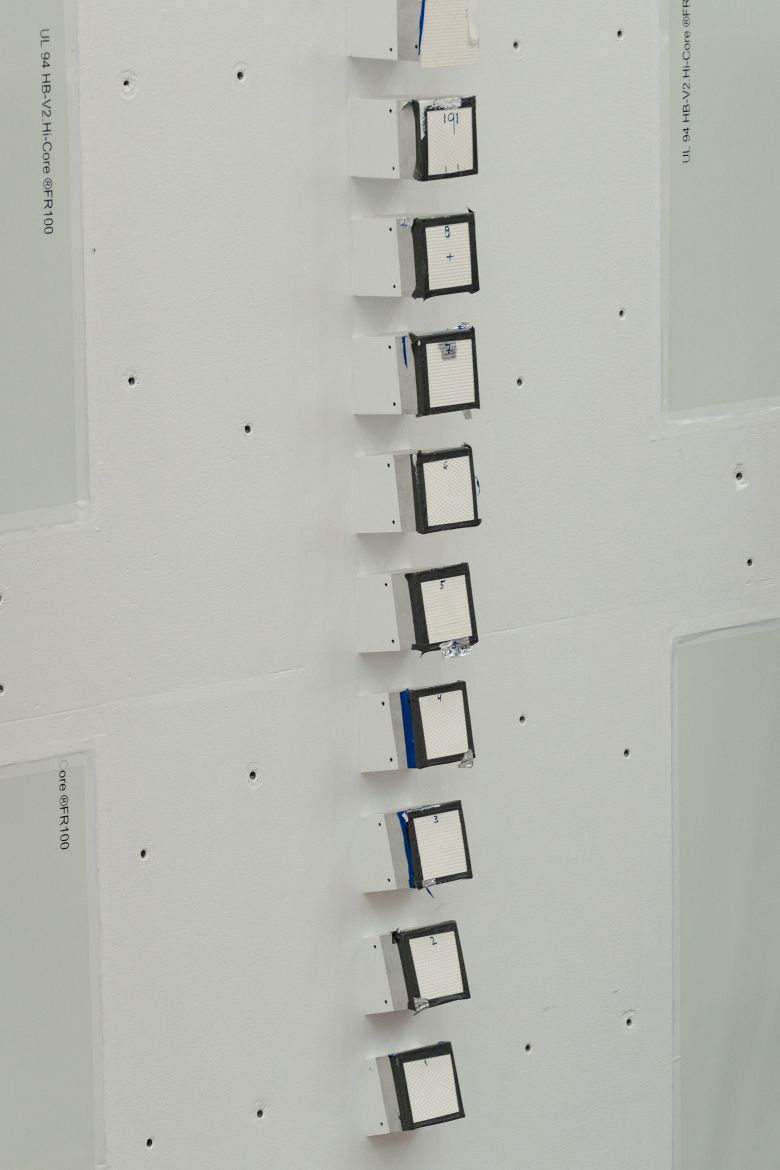 The diagnostics wall inside the tokamak hall.