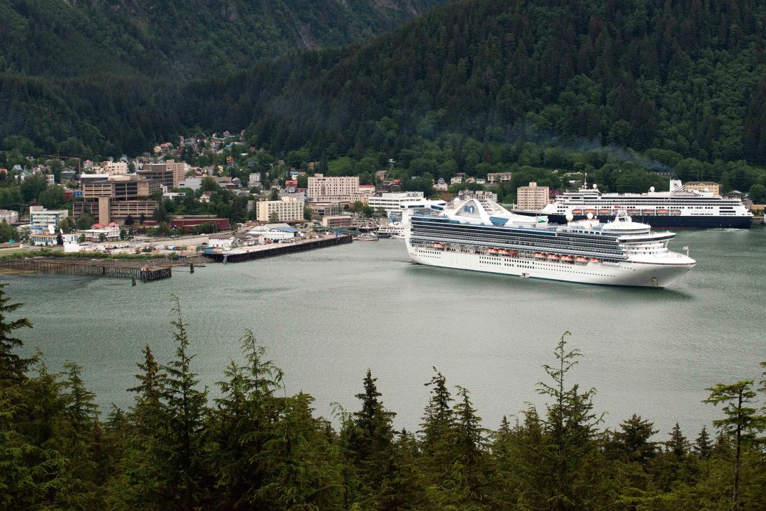 Cruise ships are docked in Juneau in 2016.
