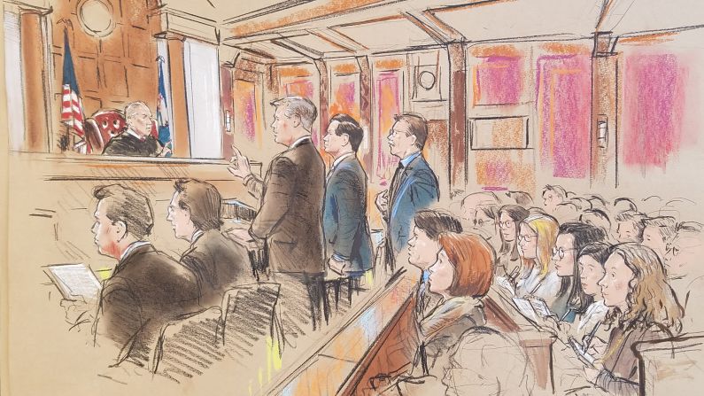 A sketch from Paul Manafort’s trial in 2018, featuring an all-female press row. 