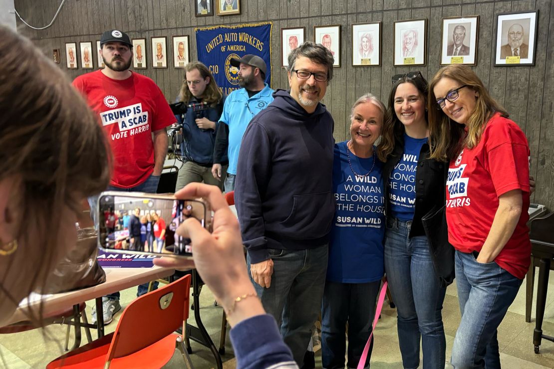 Susan Wild poses for a photo at UAW Local 677 in Allentown, Pennsylvania, on October 20.