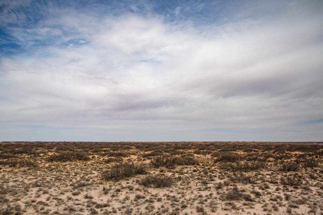 The vast desert landscape near the site of Holtec's proposed nuclear waste facility in Lea County, New Mexico.