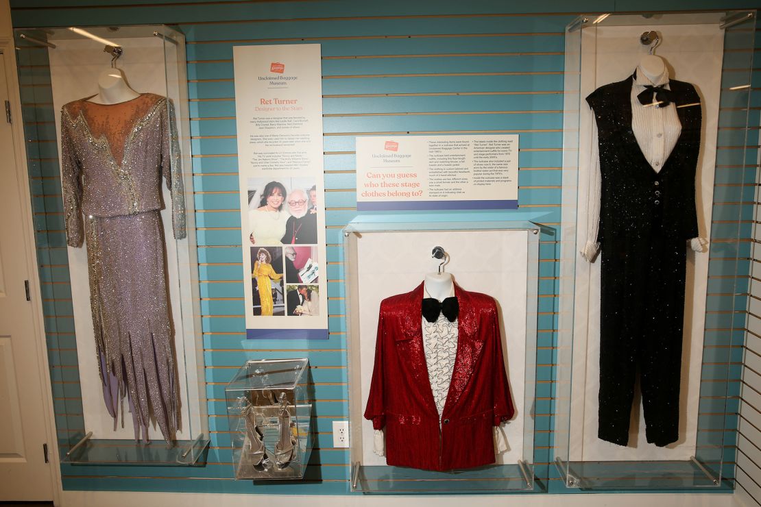 Outfits by costume designer Ret Turner are displayed at the Unclaimed Baggage store in Scottsboro, Alabama. The outfits were discovered in lost suitcases in the 1980s.