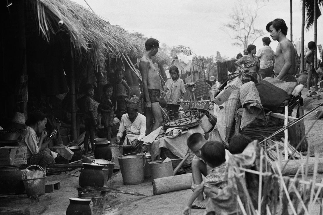 Following the US withdrawal from the Vietnam war, 150,000 Hmong people fled to neighboring Thailand, settling in refugee camps like Ban Vinai, pictured here in 1979.