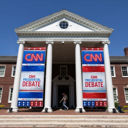 Debate preparations are made at CNN’s campus ahead of the presidential debate between President Joe Biden and former president Donald Trump in Atlanta on June 26, 2024.