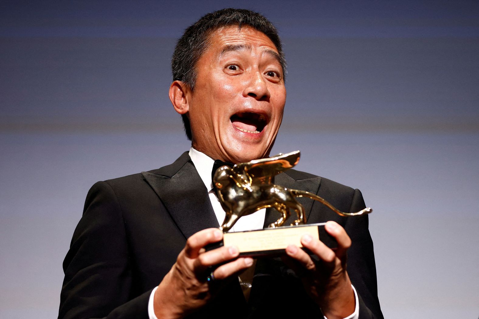 Actor Tony Leung receives the Golden Lion lifetime achievement award during the Venice Film Festival in Italy on Saturday, September 2.