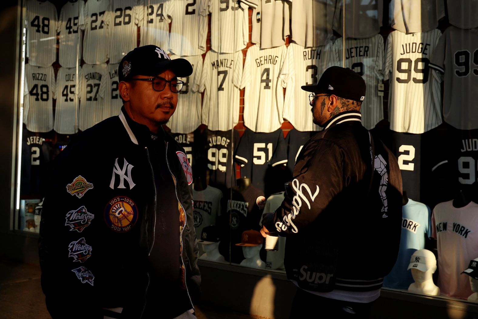 Fans are seen outside Yankee Stadium prior to Game 3.