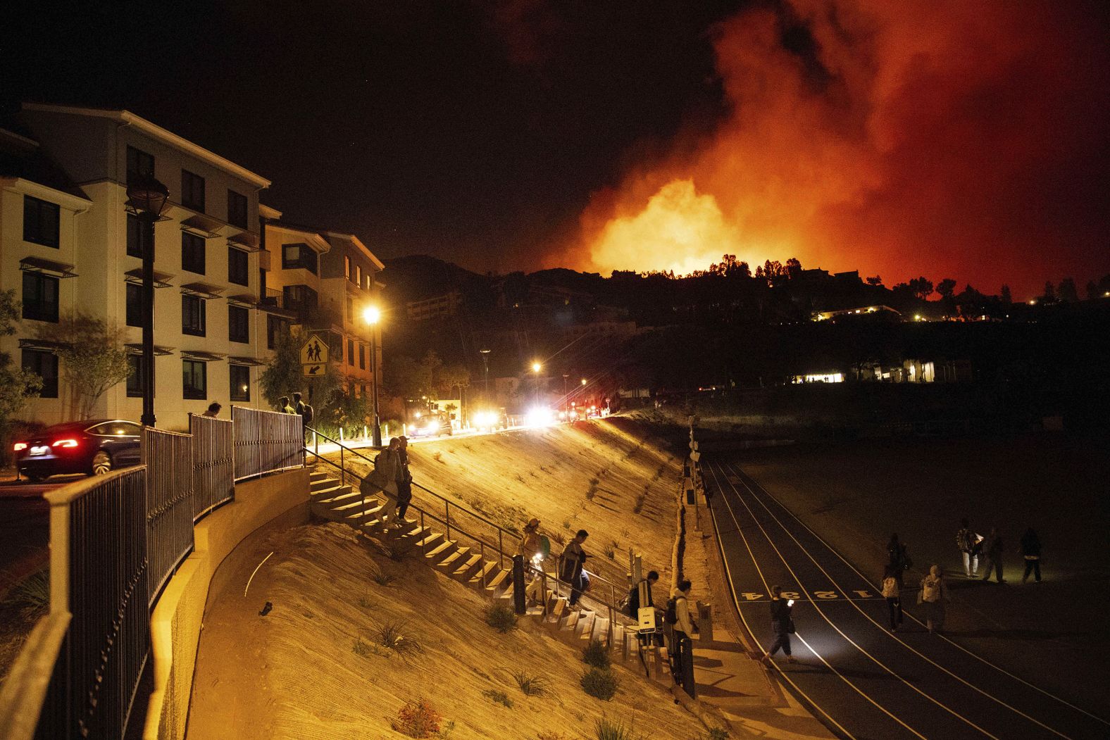 Pepperdine University asked students to shelter in place at the campus library and student center at least through daylight Tuesday. The school canceled classes and finals for the day.