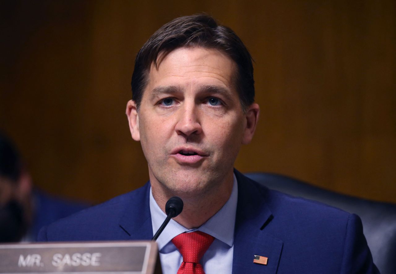 US Sen. Ben Sasse speaks during a hearing in Washington, DC, on?April 27, 2021.