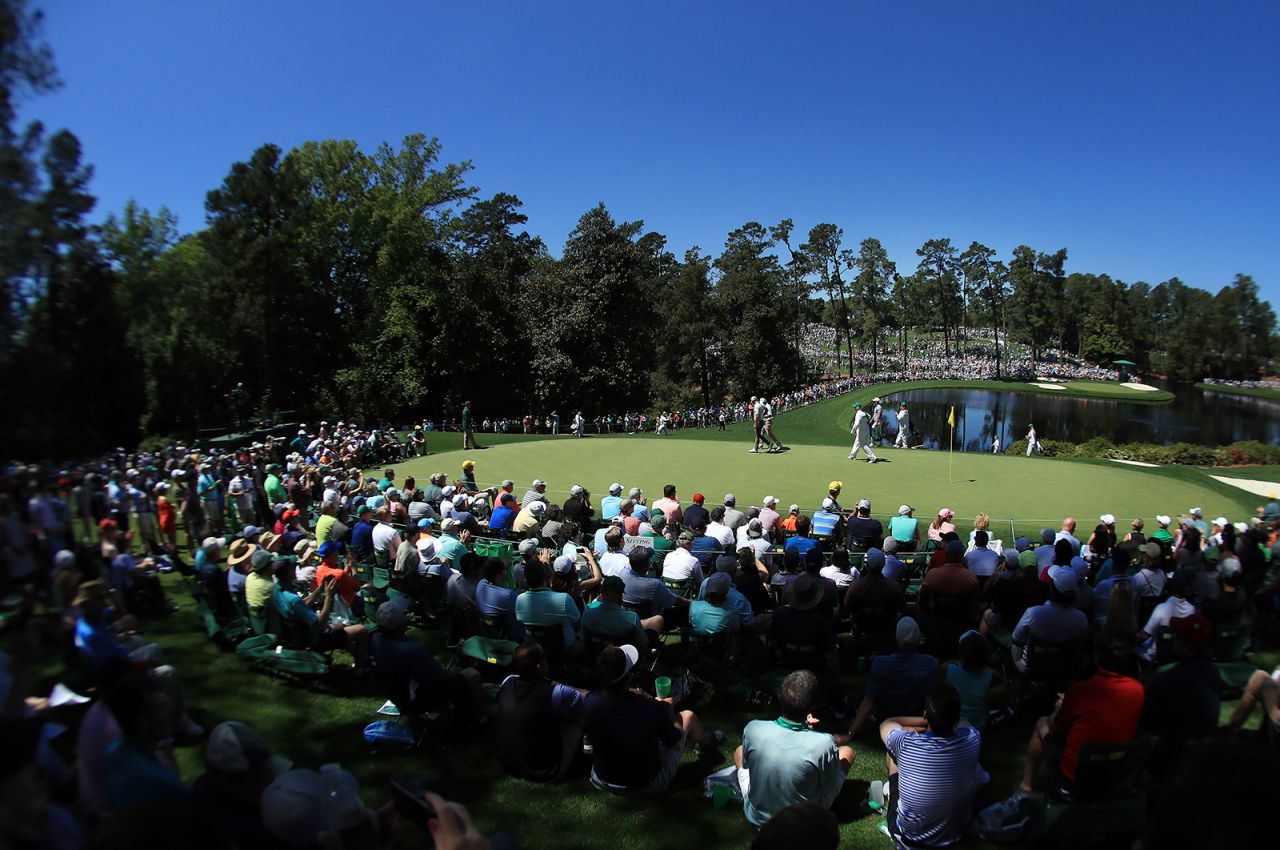 A general view of play on the fifth hole during the Par 3 Contest prior to the Masters at Augusta National Golf Club on April 10, 2019 in Augusta, Georgia.